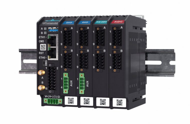 La passerelle IoT sur rail DIN alimentée par NXP i.MX 8M Plus accepte les modules d'extension DIO, RS232, RS485 et ADC 1 Compulab IOT-DIN-IMX8PLUS IoT gateway with IO modules