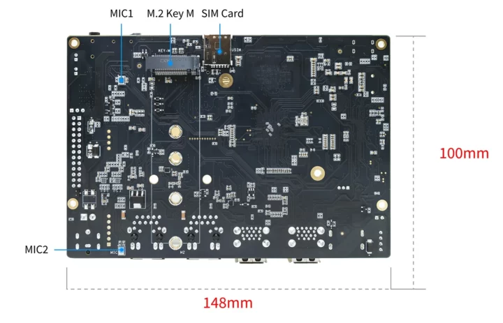 RISC-V SBC avec carte SIM, prise M.2 Key-M, microphone