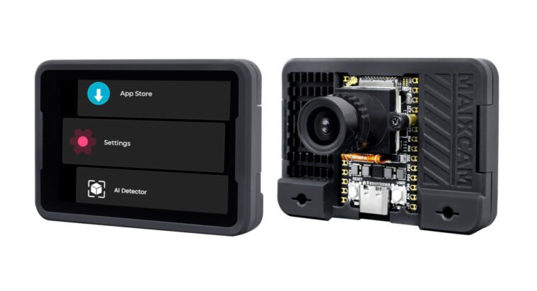 Sipeed MaixCAM est un kit de développement de caméra RISC-V AI avec une caméra jusqu'à 5MP, un écran tactile couleur de 2,3 pouces, des GPIO 1 Sipeed MaixCAM RISC-V AI camera