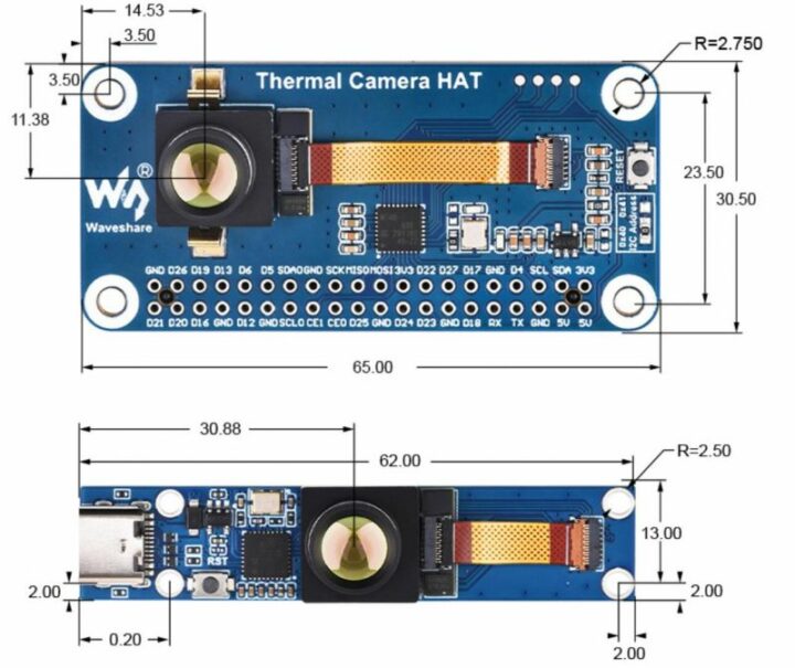 Dimensions du chapeau de caméra thermique Dimension du chapeau de la caméra thermique