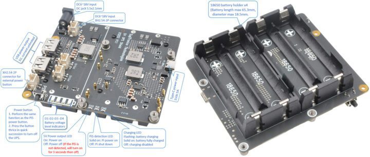 SupTronic Raspberry Pi 5 18650 Batterie UPS HAT Spécifications SupTronic Raspberry Pi 5 18650 Batterie UPS HAT Spécifications