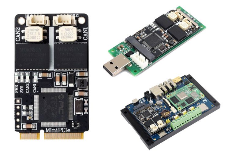 Waveshare 2-CH CAN MiniPCIe - Une carte mini PCIe CAN Bus isolée pour Raspberry Pi CM4 et hôtes avec USB 1 Waveshare 2-CH CAN MiniPCIe Module