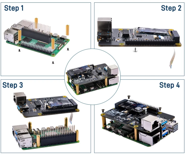 Étapes d'installation du chapeau 52Pi 2,5GbE+NVMe Étapes d'installation du chapeau 52Pi 2,5GbE+NVMe