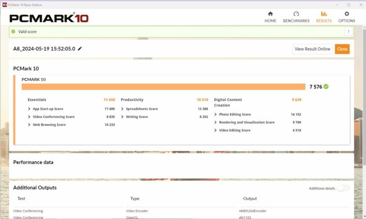 PCmark 10 GEEKOM A8 PCmark 10 GEEKOM A8