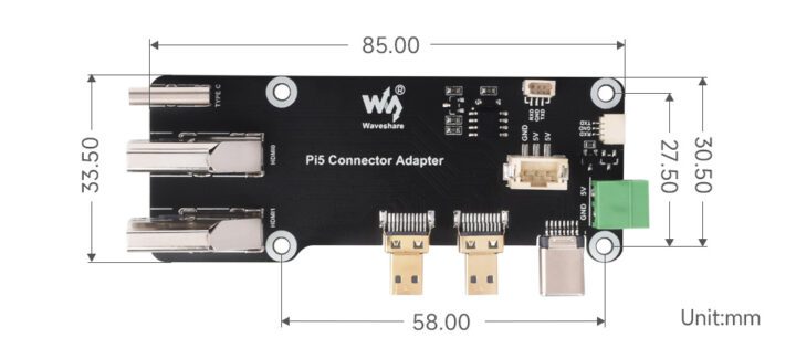 Taille des détails de l'adaptateur de connecteur Pi5 Taille des détails de l'adaptateur de connecteur Pi5