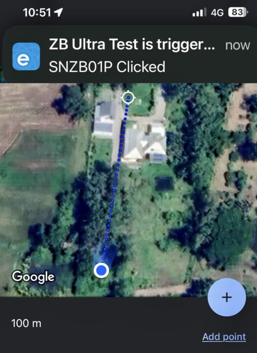 Sonoff ZB Bridge Ultra DistanceTest2 Test de distance Sonoff Zigbee Bridge Ultra à la lumière de la lumière