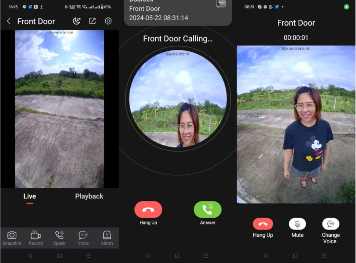 Appel vidéo par sonnette NapCat Life