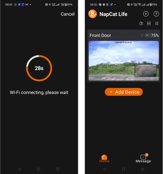 Sonnette vidéo de l'application NapCat Life connectée
