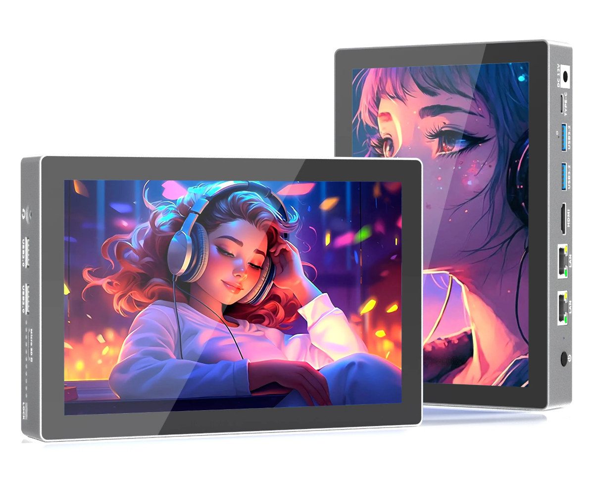 HIGOLE F9B Pro mini PC with 7-inch touchscreen display