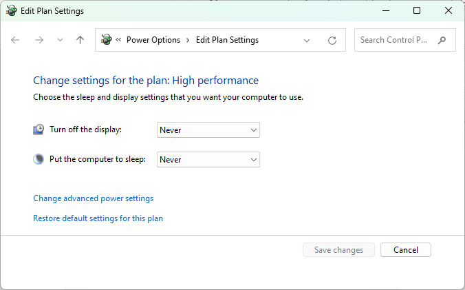 Forfait hautes performances Windows 11