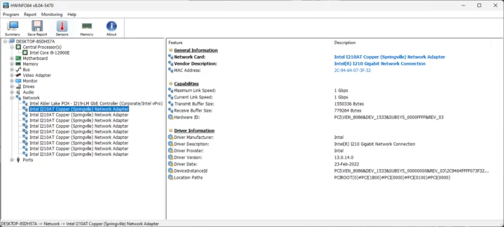 Contrôleur Ethernet Gigabit Intel I210AT Windows 11 Pro