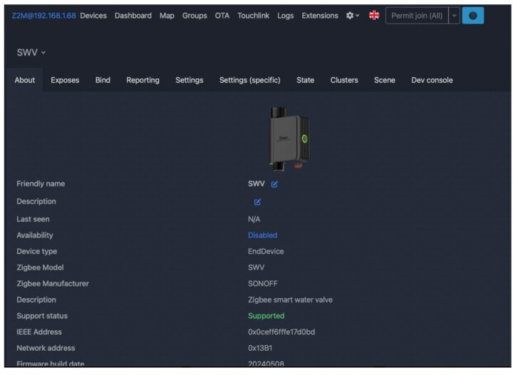SonoffZBWaterValve HomeAssistant1 SonoffZBWaterValve HomeAssistant1