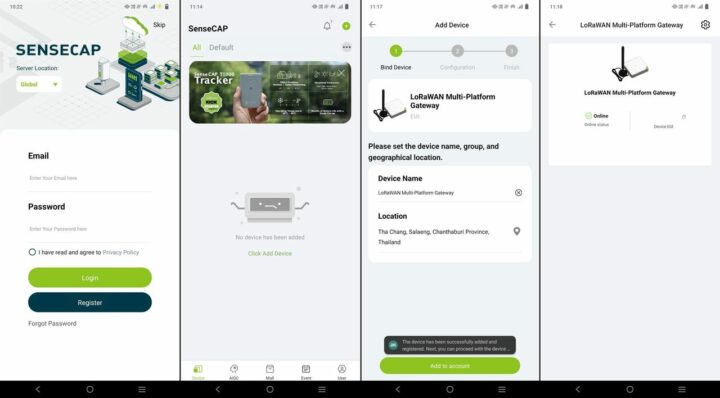 Ajout d'une nouvelle passerelle dans l'application SenseCAP Mate. Ajout d'une nouvelle passerelle dans l'application SenseCAP Mate.