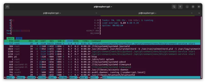 Utilisation du processeur du service Pironman5 Utilisation du processeur du service Pironman5