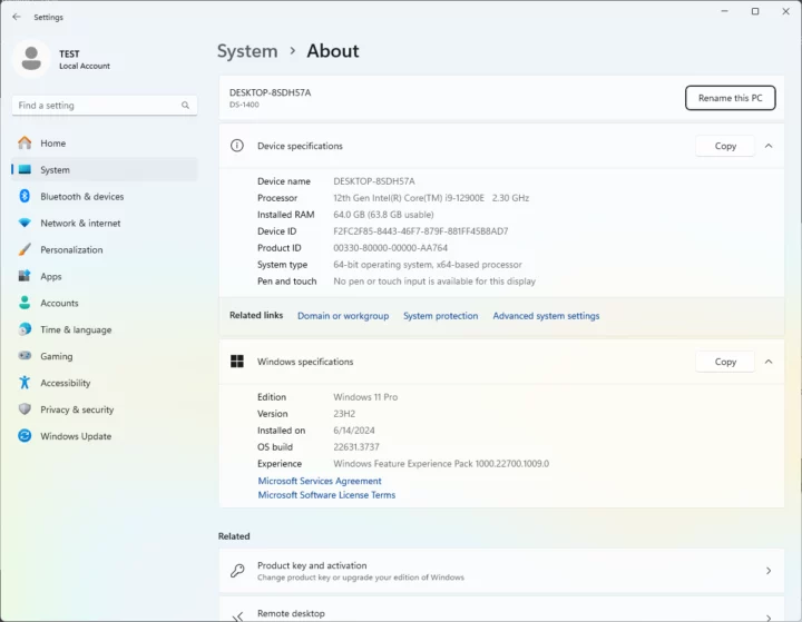 Processeur Intel Core i9-12900E de 5e génération DS-1402 Windows 11 Pro 23H2
