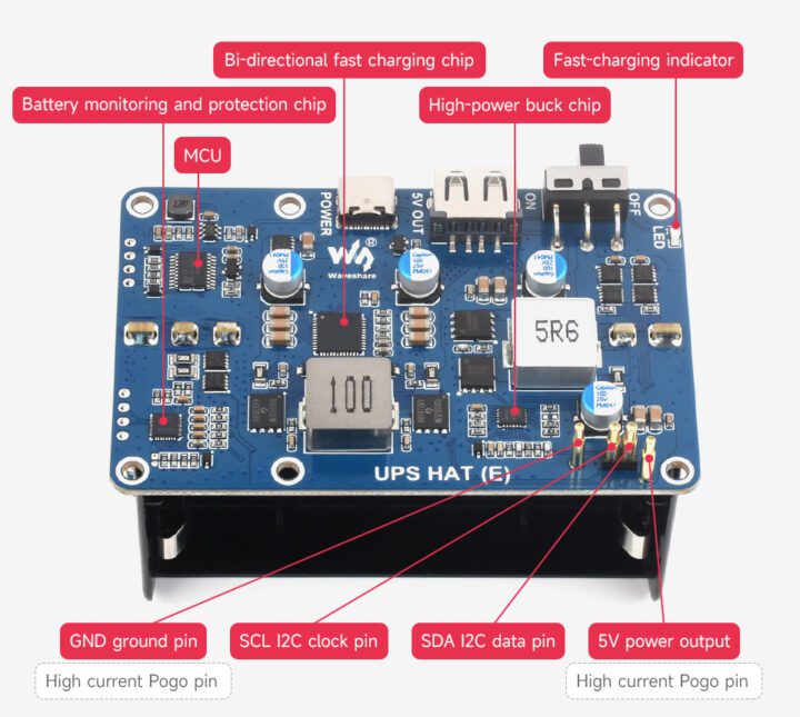 Détails du chapeau UPS HAT E 9 1 Détails de UPS HAT E