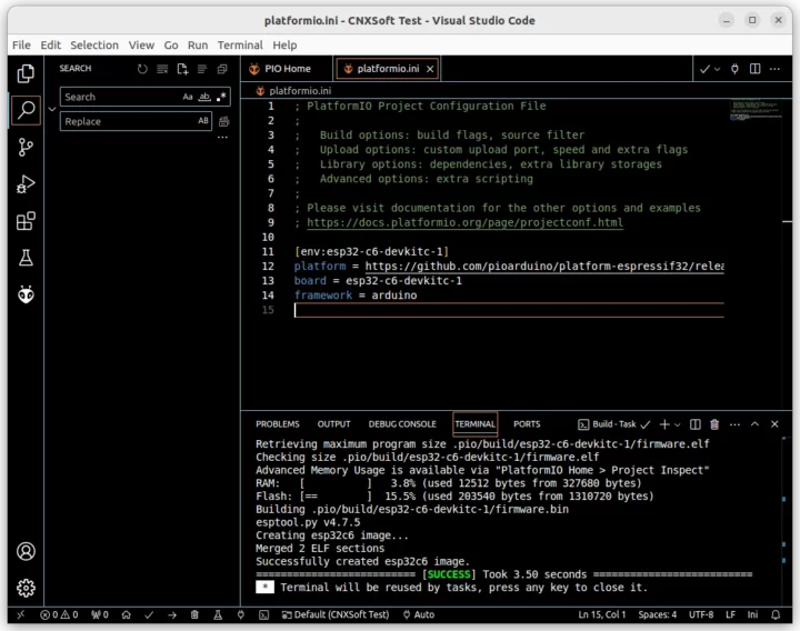 Carte PlatformIO ESP32-C6-DevKitC-1