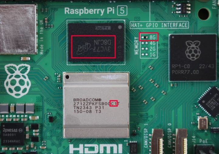 Résistance RAM 8 Go BCM2712C1 pour Raspberry Pi 5