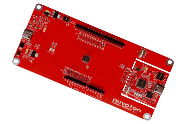 Nuvoton M2003 est un microcontrôleur Arm Cortex-M23 à faible coût pour les applications AIoT et industrielles 1 Nuvoton NuMaker M2003FC development board