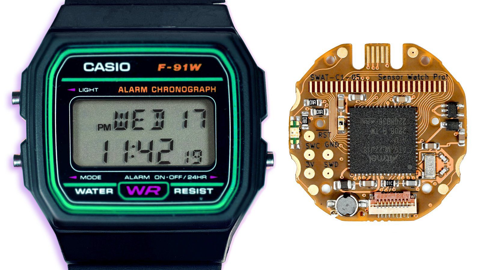 Sensor Watch Pro board with watch