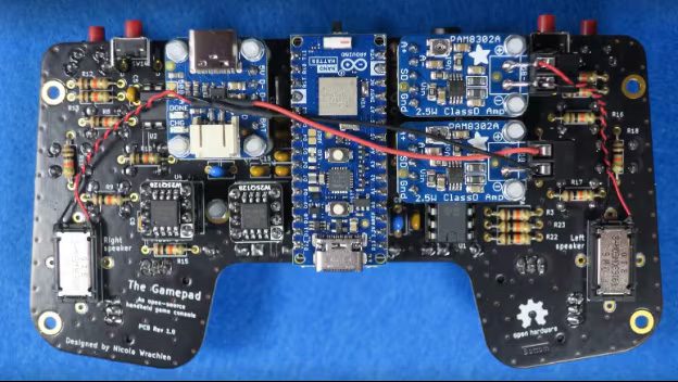 Backside of the Arduino Nano Matter gamepad board