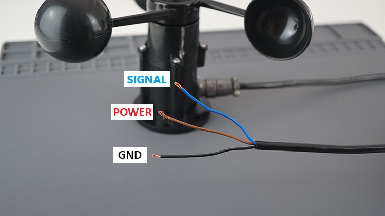 Anémomètre, brochage du capteur de vent