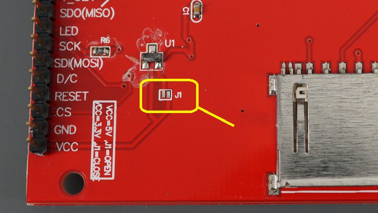 Écran tactile LCD TFT Connexion J1