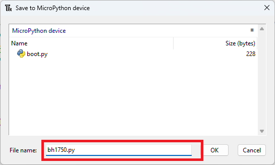 enregistrer bh1750.py sur esp32 esp8266