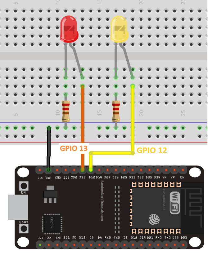 ESP32 fait clignoter deux LED à des fréquences différentes avec micropython