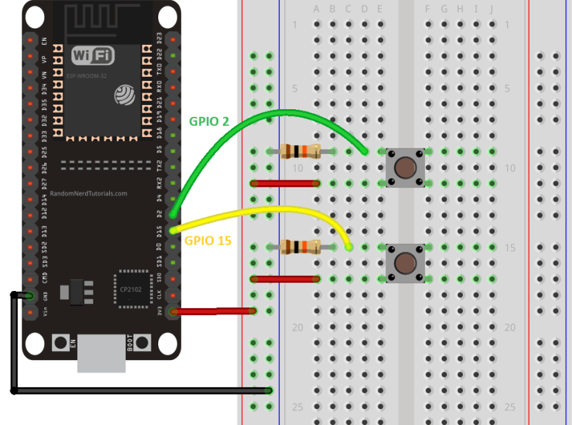 ESP32 deux boutons poussoirs pour sortir du sommeil profond