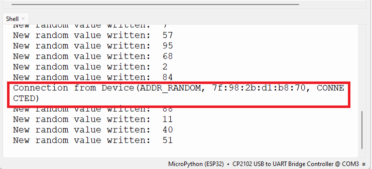 MicroPython : ESP32 – Premiers pas avec Bluetooth Low Energy (BLE) 16 Connexion Thonny IDE MicroPython depuis l'appareil
