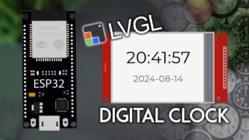 ESP32 TFT avec LVGL : horloge numérique avec heure et date