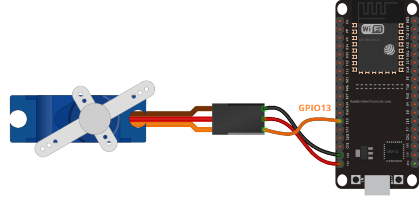 Serveur Web de servomoteur ESP32 avec IDE Arduino 6 Câblage de l'ESP32 au servomoteur SG90