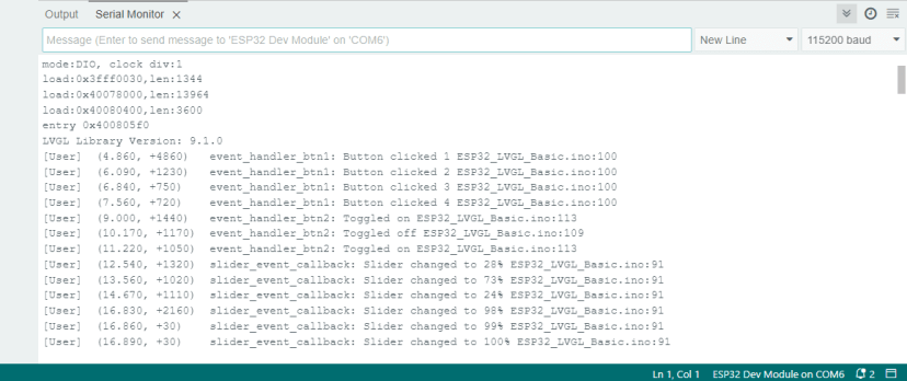 Écran tactile TFT ESP32 LVGL, exemple de base, étiquette de texte, curseur de bouton