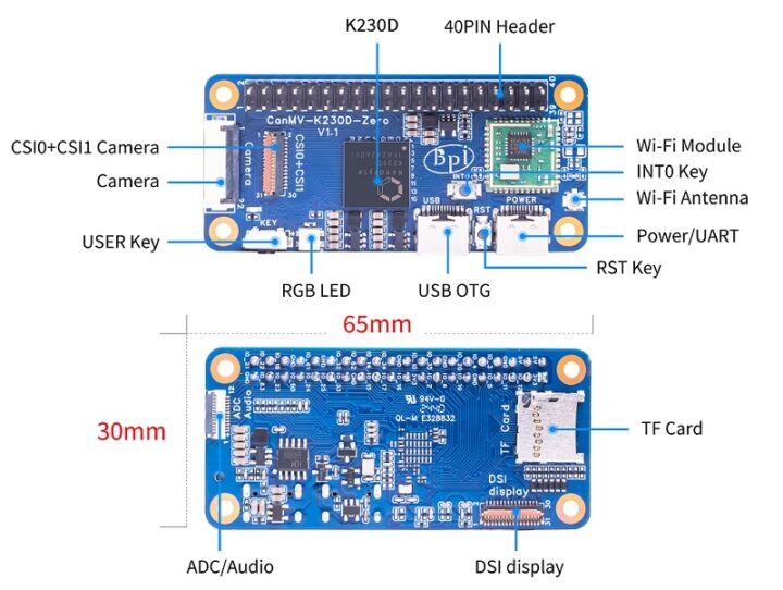 Interface zéro Banana Pi BPI CanMV K230D