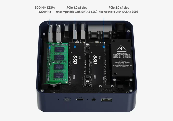 Mini PC Beelink EQ14 avec double alimentation intégrée SSD M.2 NVMe