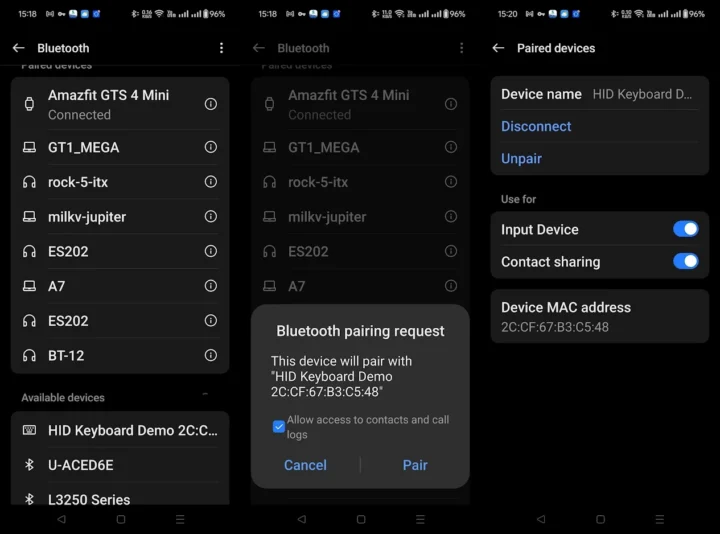 Démo du clavier Bluetooth HID Raspberry Pi RP2350