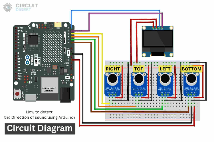 Schéma du circuit de détection de la direction du son Arduino