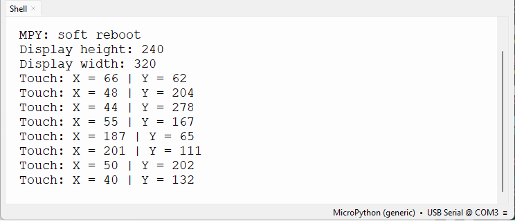 Tableau d'affichage jaune bon marché ESP32 avec MicroPython - Test de l'écran tactile