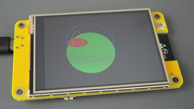ESP32 – panneau d'affichage jaune bon marché CYD, dessin de formes de cercle, MicroPython