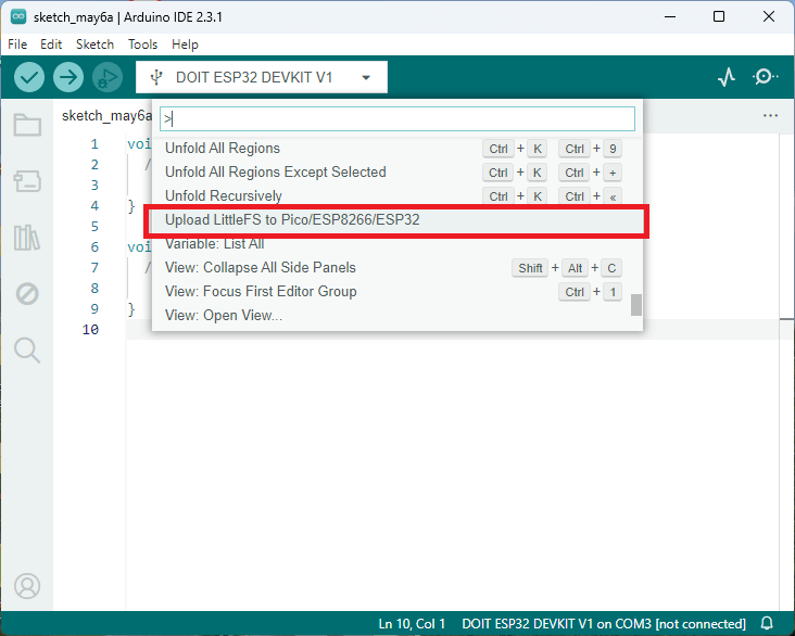 Téléchargez Little FS sur l'IDE Arduino Pico/ESP8266/ESP32