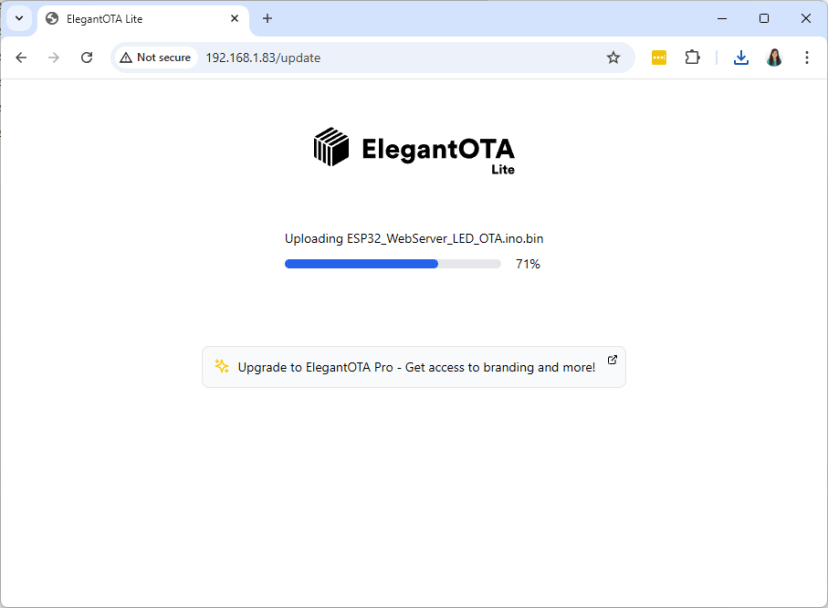 ESP32 ElegantOTA Téléchargement du nouveau firmware