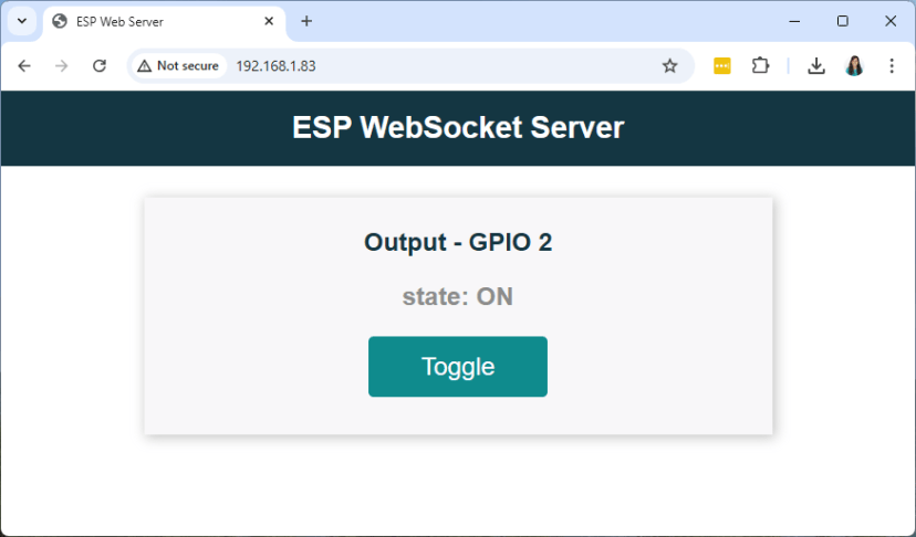 Serveur Websocket ESP32 - sorties de contrôle