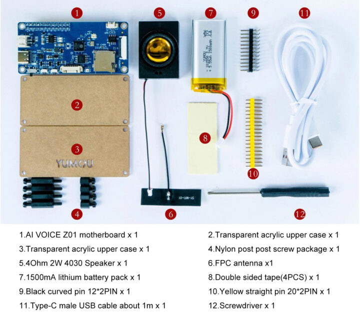 Liste des kits de développement ESP32 AIVoice Z01