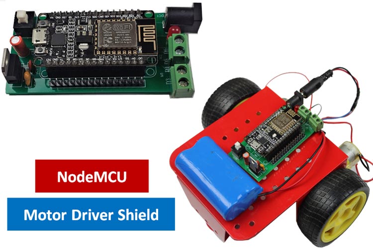Bouclier de pilote de moteur NodeMCU alimenté par batterie pour applications robotiques