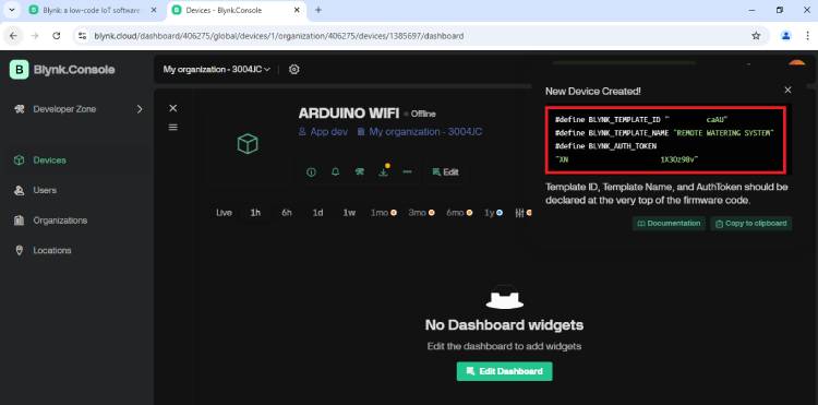 Construisez un système d'arrosage automatique simple pour les plantes à l'aide d'Arduino 13 Créer un nouvel appareil