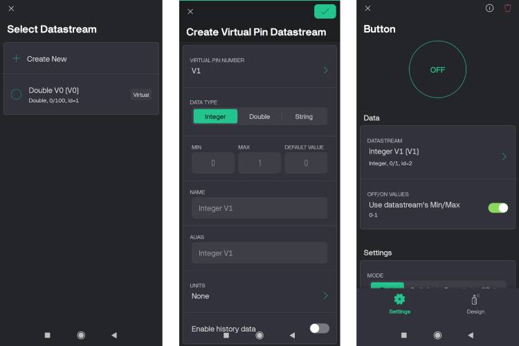 Construisez un système d'arrosage automatique simple pour les plantes à l'aide d'Arduino 21 Nouvelle épingle virtuelle pour le widget bouton