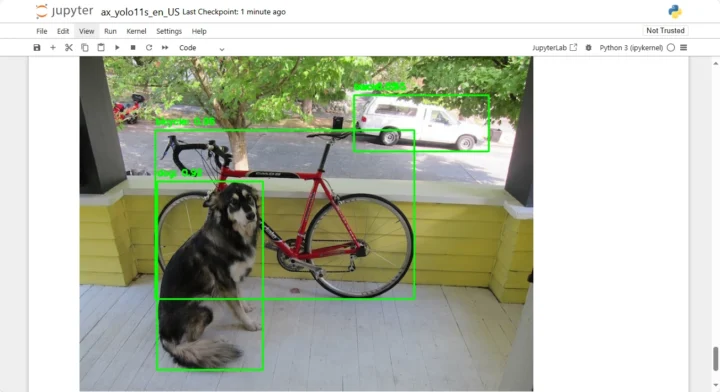 Jupyter Netbook exécutant Yolo11S sur AX630C