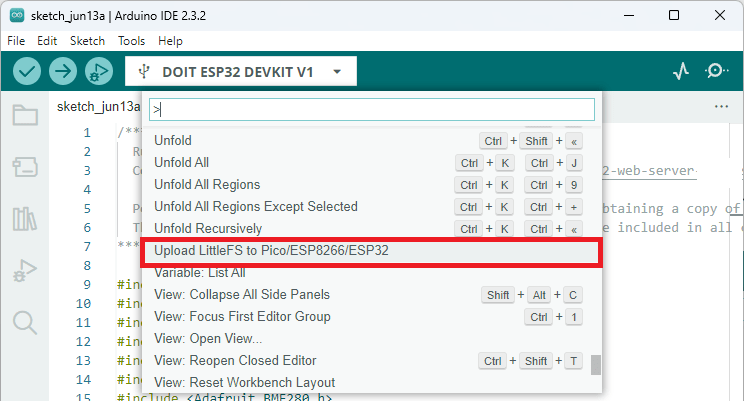 ESP32 Sketch Data Téléchargez Littlefs Arduino IDE