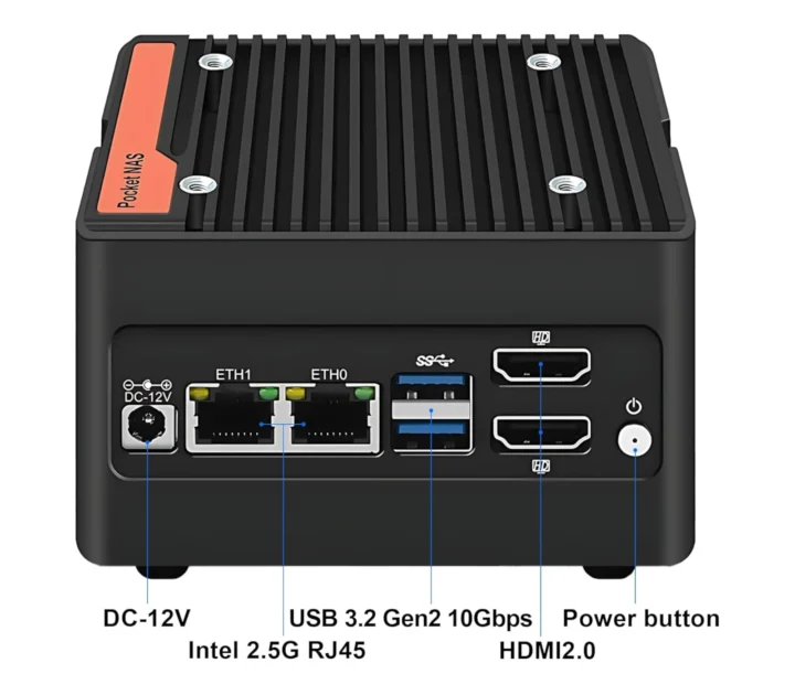 Pocket Nas Dual 2.5GBE USB 3.2 HDMI 2.0